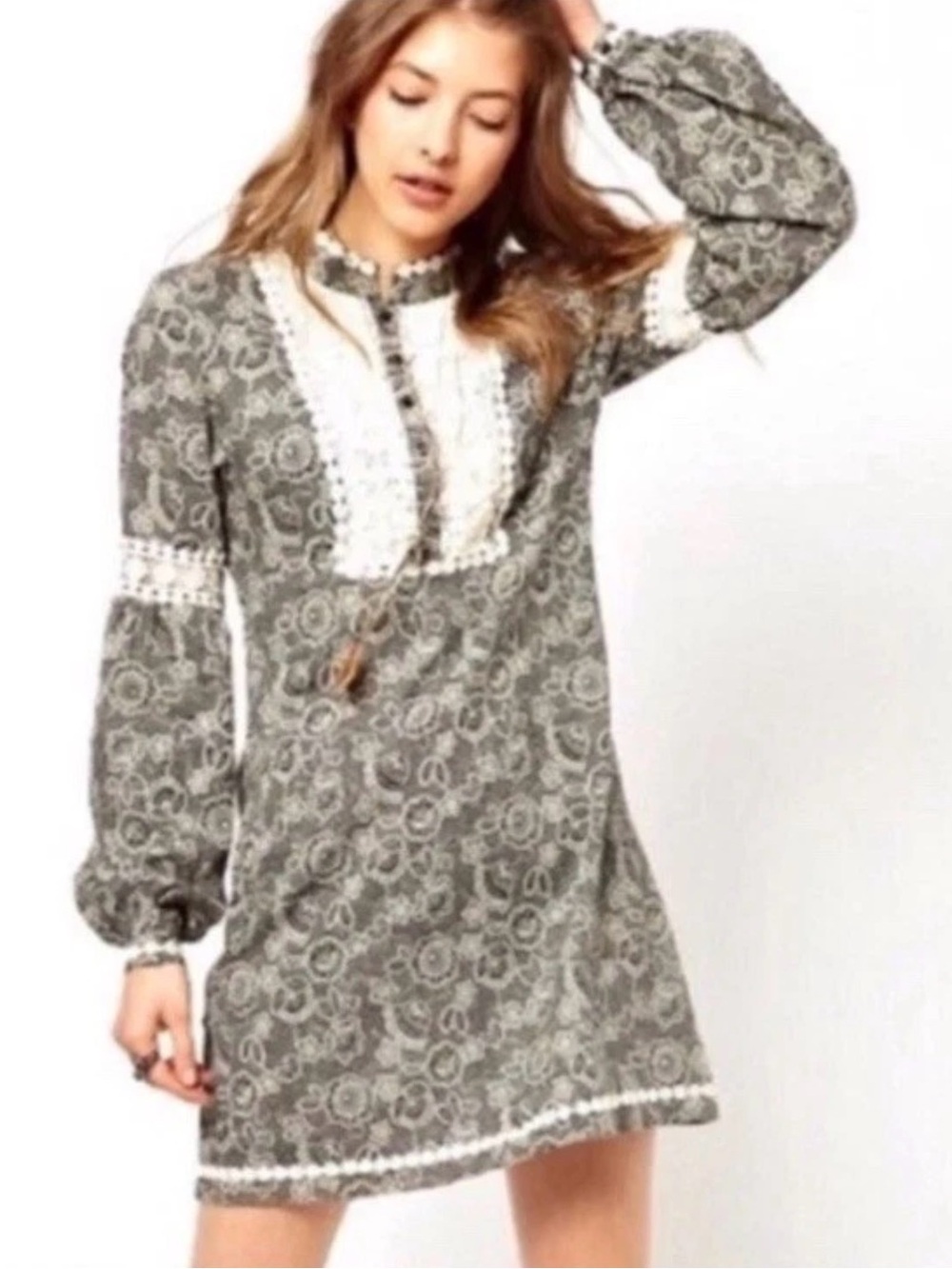 Free People Tribal Grunge Mini Dress Size 2 Allison Argent Teenwolf